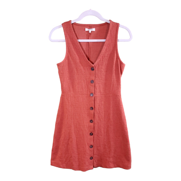 Madewell Dresses & Skirts - Madewell Textured Sleeveless Button-front V-neck Mini Dress in Rust Women's XS
